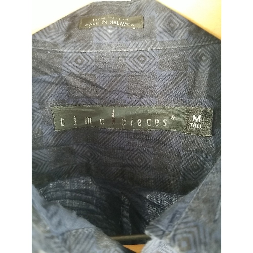 Time Pieces Mens Long Sleeve Button Up Medium Tall Shirt - Picture 4 of 5